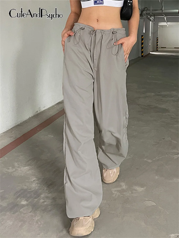 Cuteandpsycho Casual Elastic Waist Grey Cargos Loose Solid Streetwear Joggers Sweatpants Drawstring Chic Parachute Trousers 90s
Cuteandpsycho Casual Elastic Waist Grey Cargos Loose Solid Streetwear Joggers Sweatpants Drawstring Chic Parachute Trousers 90s