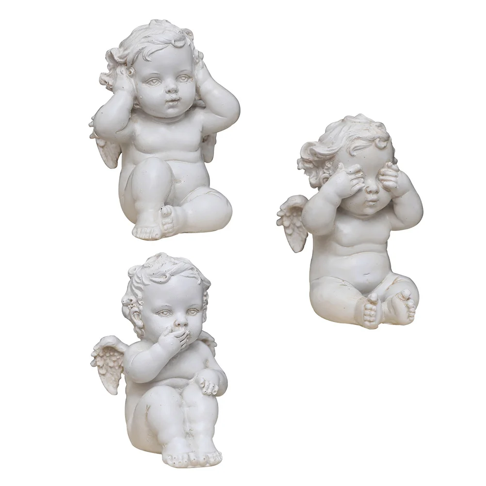 

Retro Angel Furnishings Resin Figurine Adorable Statue Craft Decor Vivid Desktop Adornment Shape Ornament Outdoor