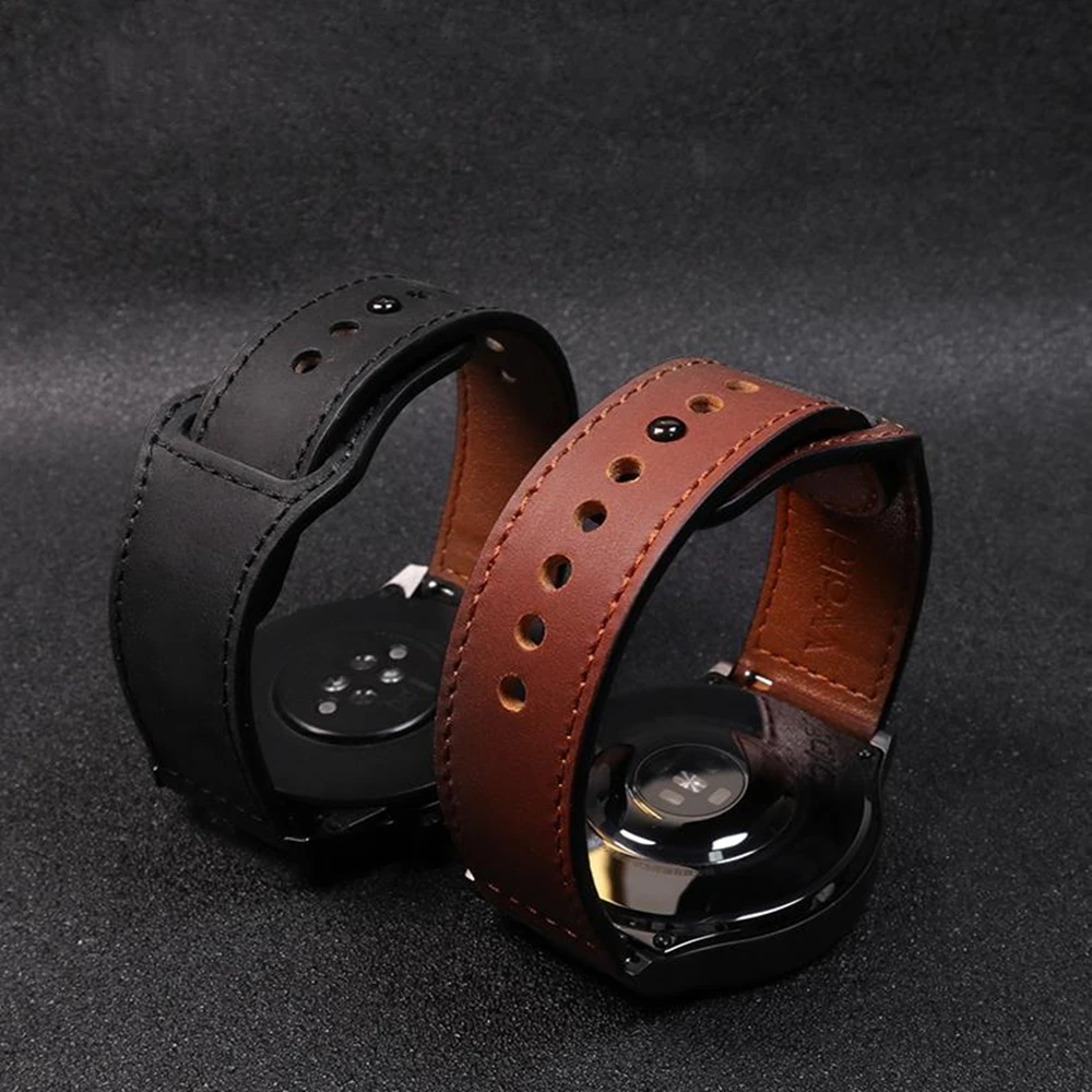 

20mm 22mm Leather band For Samsung Galaxy watch 4 4 Classic 40 42 44mm 46mm strap for Huawei GT 2 2e 3 Pro/Amazfit GTS GTR Bip
