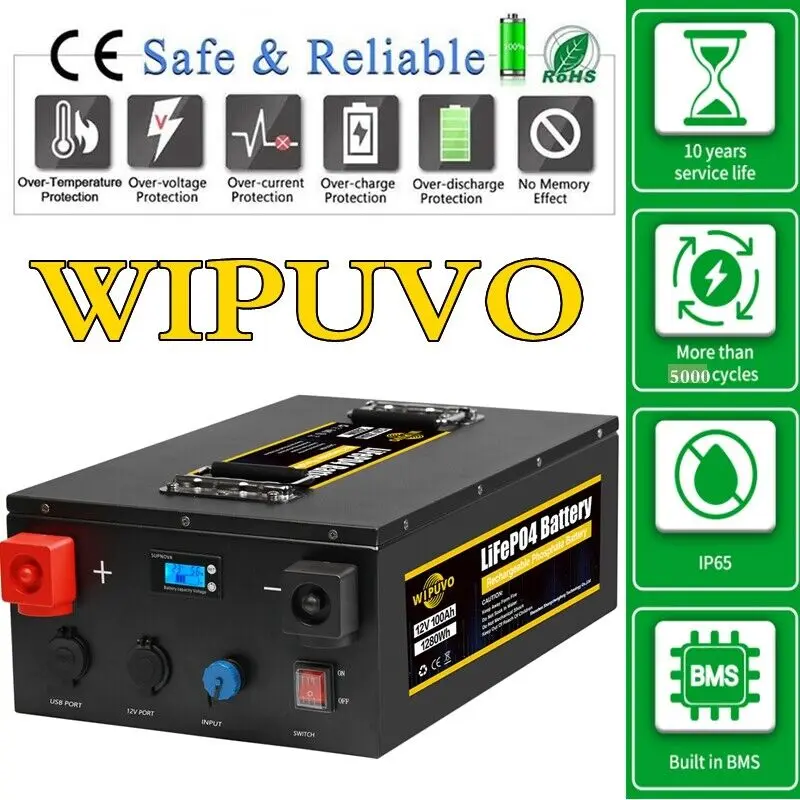 100Ah 12V LiFePO4 Lithium Battery 5000+ Deep Cycles For Off-Grid RV Solar Power Home Boat Trolling Motor Marine
100Ah 12V LiFePO4 Lithium Battery 5000+ Deep Cycles For Off-Grid RV Solar Power Home Boat Trolling Motor Marine