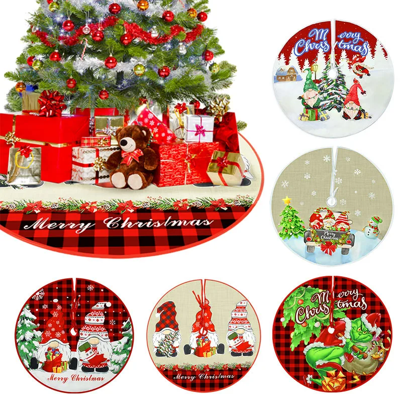 

90cm Christmas Tree Skirt Santa Claus Snowflake Xmas Tree Carpet Merry Christmas Decor For Home Navidad New Year 2023 Ornaments