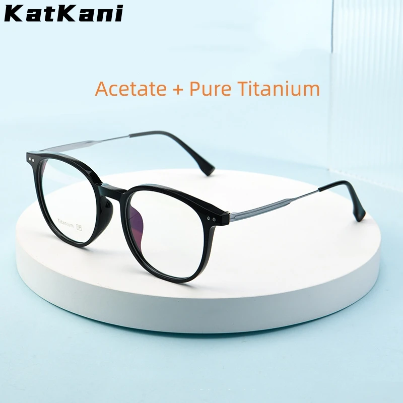 KatKani Ultra-light Fashion Flexible Acetate Pure Titanium Retro Round Optical Prescription Eyeglasses Frame Men and Wome 2505TI
KatKani Ultra-light Fashion Flexible Acetate Pure Titanium Retro Round Optical Prescription Eyeglasses Frame Men and Wome 2505TI