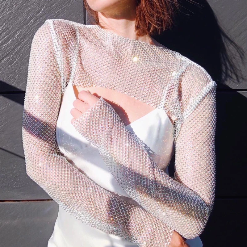 Party Tee Shawl Net Drill Summer Sunscreen Diamond French T-shirt Thin Collocate Condole Belt Skirt Wear Mature Personality Tops
Party Tee Shawl Net Drill Summer Sunscreen Diamond French T-shirt Thin Collocate Condole Belt Skirt Wear Mature Personality Tops