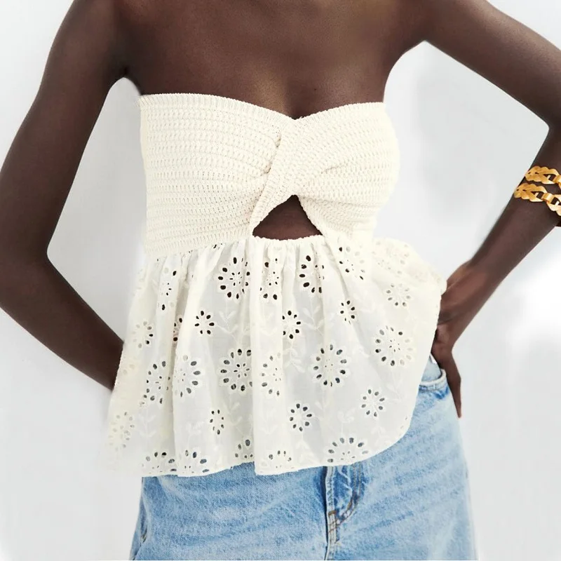 2022 Knit Crop Tops Women Cut Out Tube Top Female Woman Beige Embroidery Off Shoulder Top Y2k Sleeveless Summer Sexy Tops
2022 Knit Crop Tops Women Cut Out Tube Top Female Woman Beige Embroidery Off Shoulder Top Y2k Sleeveless Summer Sexy Tops