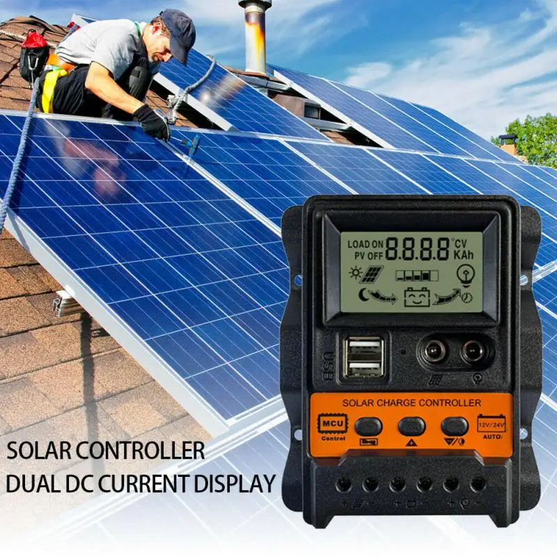 10A 20A 30A 12V 24V Auto Solar Charge Controller PWM Controller LCD Display Dual USB 5V Output Solar Panel Charger Regulator
10A 20A 30A 12V 24V Auto Solar Charge Controller PWM Controller LCD Display Dual USB 5V Output Solar Panel Charger Regulator