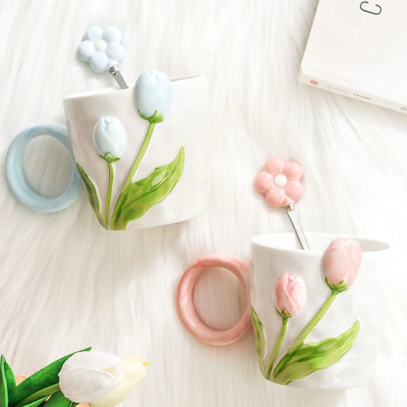 Three-dimensional Relief Tulip Flower Ceramic Mug Ins Style Hand-painted Design Sense Niche Couple Girl Heart Drinkware Mug Gift
Three-dimensional Relief Tulip Flower Ceramic Mug Ins Style Hand-painted Design Sense Niche Couple Girl Heart Drinkware Mug Gift