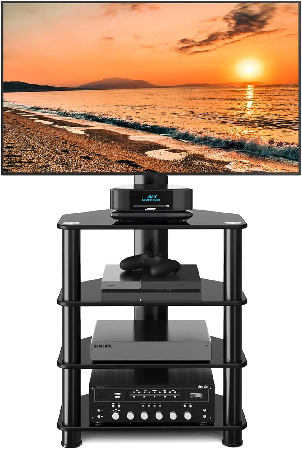 Media Component TV Stand with Swivel Mount Audio Shelf and Height Adjustable Bracket, Black Floor TV Stand for 32-70 Inch LCD LE
Media Component TV Stand with Swivel Mount Audio Shelf and Height Adjustable Bracket, Black Floor TV Stand for 32-70 Inch LCD LE
