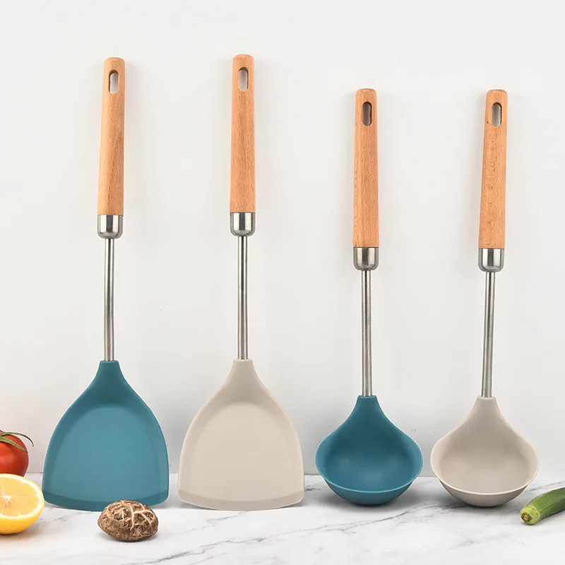 Silicone Cooking Spatula Spoon Anti-Slip Wooden Handle Professional Cooking Utensils for Non-Stick Cookware Kitchen Accessories
Silicone Cooking Spatula Spoon Anti-Slip Wooden Handle Professional Cooking Utensils for Non-Stick Cookware Kitchen Accessories