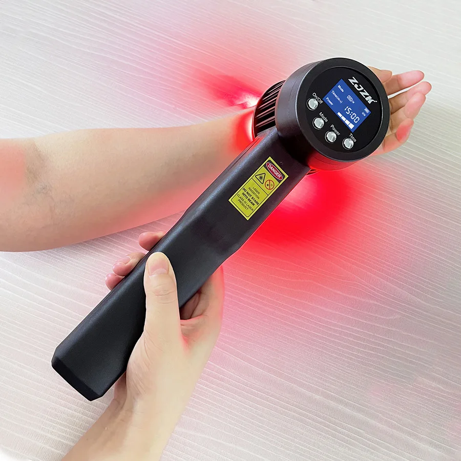 

ZJZK Hand Held Class 4 Therapeutic Infrared Lamp Laser Therapy Massage Device 808nm 650nm Diodes 3W for Muscle Neck Back Pain