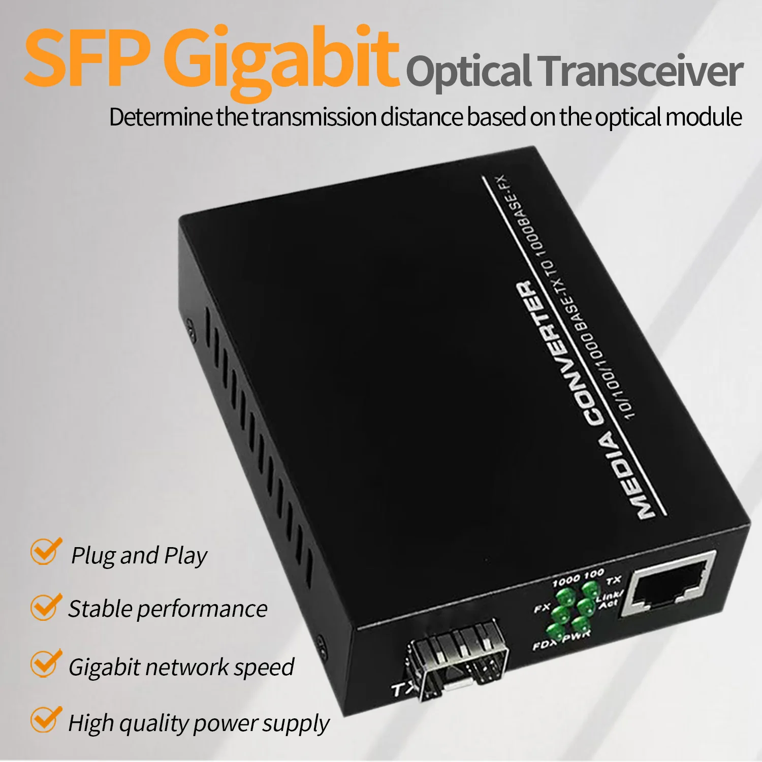 1 Pcs Media Converter Fiber Optical Transceiver Network Switch Hub 10/100/1000M Base SFP to RJ45 Ethernet for IP Camera, CCTV
1 Pcs Media Converter Fiber Optical Transceiver Network Switch Hub 10/100/1000M Base SFP to RJ45 Ethernet for IP Camera, CCTV