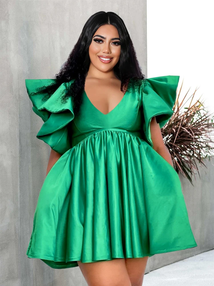 V Neck A Line Dresses Elegant Women Ruffles Sleeves Mini Summer Fashion Birthday Party Evening Cocktail Outfits with Belt 2022
V Neck A Line Dresses Elegant Women Ruffles Sleeves Mini Summer Fashion Birthday Party Evening Cocktail Outfits with Belt 2022