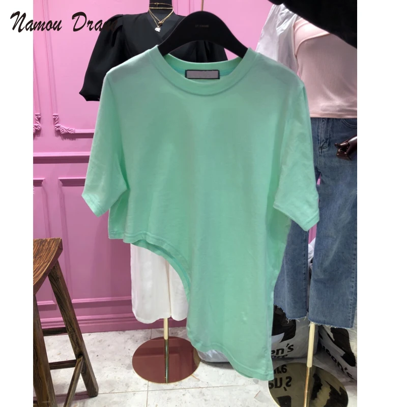 Namou Drane 2022 Summer New Fashion Short-sleeved T-shirt Women's Irregular Loose and Thin All-match Top Trendy woman tshirts
Namou Drane 2022 Summer New Fashion Short-sleeved T-shirt Women's Irregular Loose and Thin All-match Top Trendy woman tshirts