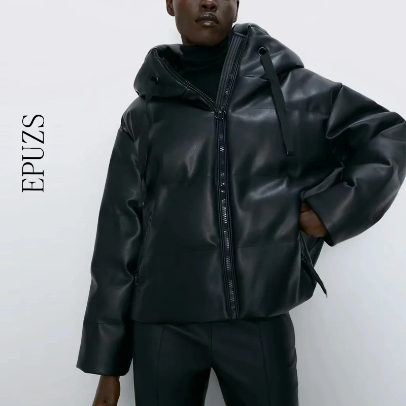 2022 winter jacket black Faux Leather Parkas women PU Coats Korean warm thick parkas casual Hooded jacket
2022 winter jacket black Faux Leather Parkas women PU Coats Korean warm thick parkas casual Hooded jacket
