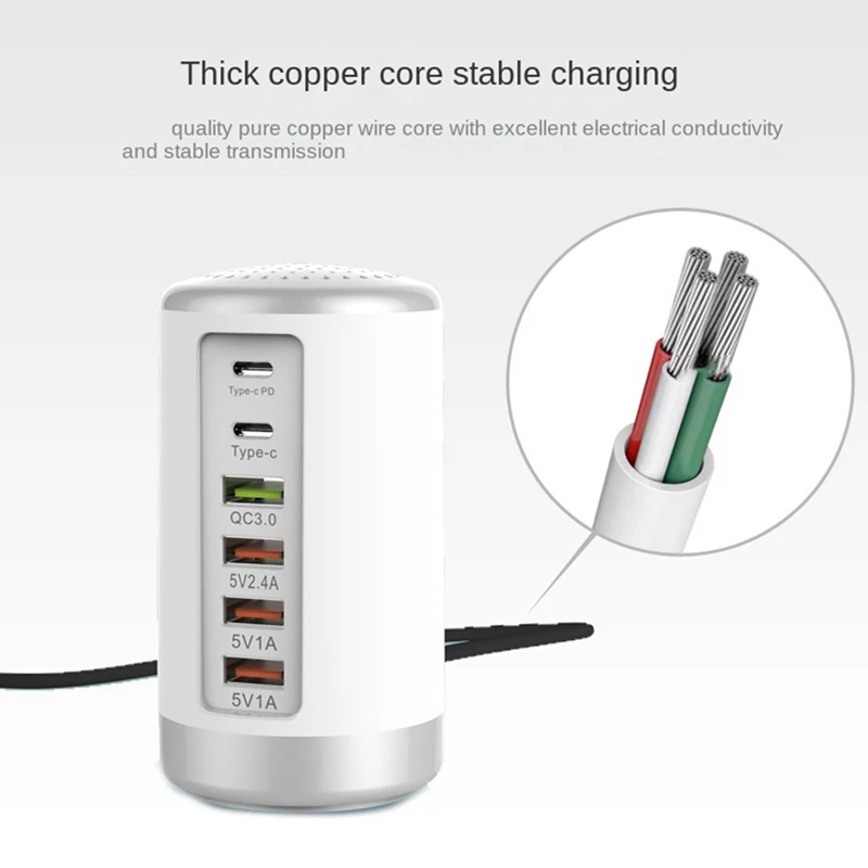 1 PCS 65W USB Multi-Port Charger TYPE-C Fast Charging Charger Hub 6-Port Charger Charging Desktop Base Charger US Plug Black
1 PCS 65W USB Multi-Port Charger TYPE-C Fast Charging Charger Hub 6-Port Charger Charging Desktop Base Charger US Plug Black