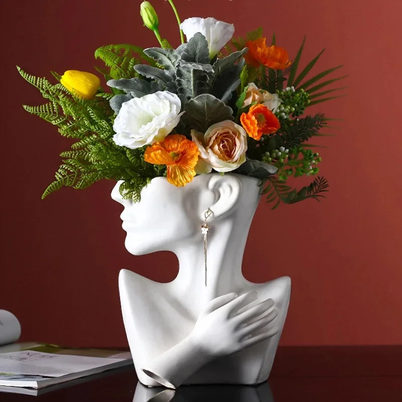 Resin Flower Vase Human Head Abstract Half Body Flower Pot Flower Arrangement Human Face Modern Home Decoration
Resin Flower Vase Human Head Abstract Half Body Flower Pot Flower Arrangement Human Face Modern Home Decoration