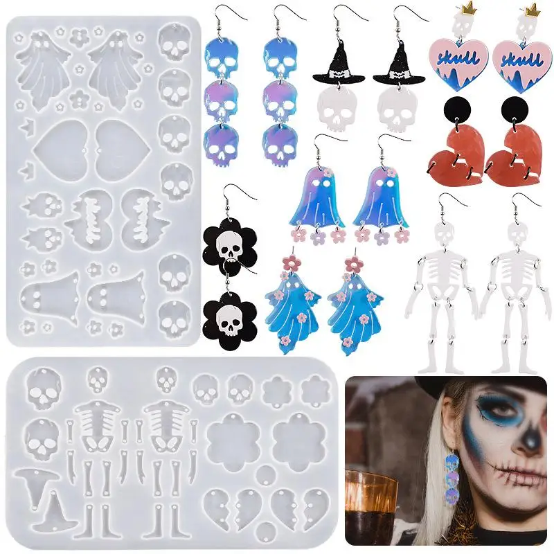 Halloween Resin Mold Earrings Necklace Pendant Spooky Bat Pumpkin Silicone Molds for Jewelry Making Bracelet Charm Accessories
Halloween Resin Mold Earrings Necklace Pendant Spooky Bat Pumpkin Silicone Molds for Jewelry Making Bracelet Charm Accessories