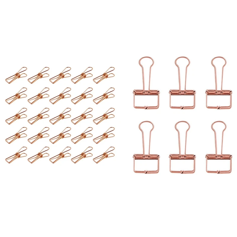 8X Rose Gold Hollowed Out Design Binder Clip & 25X Rose Gold Small Metal Clips - Multi-Purpose Clothesline Utility Clips
8X Rose Gold Hollowed Out Design Binder Clip & 25X Rose Gold Small Metal Clips - Multi-Purpose Clothesline Utility Clips