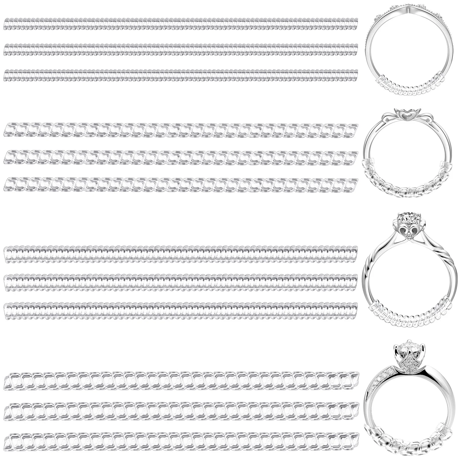 Ring Adjuster Sizesizer Spacer Tightener Guards Loose Rings Clear Invisible Silicone Wedding Bands Wide Adjustmentresizer Fit
Ring Adjuster Sizesizer Spacer Tightener Guards Loose Rings Clear Invisible Silicone Wedding Bands Wide Adjustmentresizer Fit