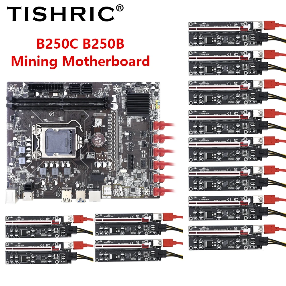 TISHRIC B250 BTC Mining Motherboard B250C B250B Motherboard Set 12 USB/PCIE Video Card Slot LGA1151 Support DDR4 RAM ETH Miner
TISHRIC B250 BTC Mining Motherboard B250C B250B Motherboard Set 12 USB/PCIE Video Card Slot LGA1151 Support DDR4 RAM ETH Miner