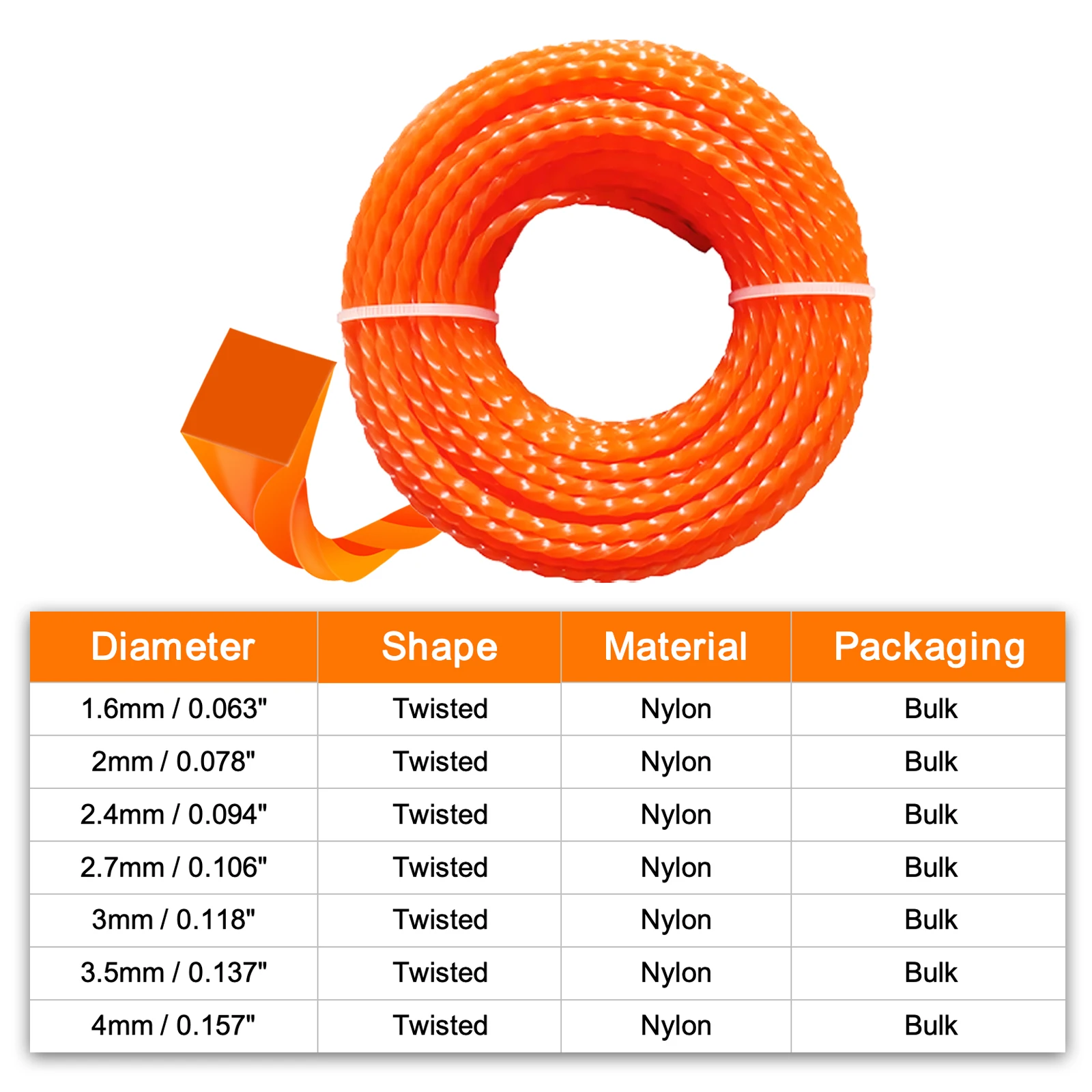 Леска для триммера TSES нейлоновая витая 1.6-4.0 мм
Леска для триммера TSES нейлоновая витая 1.6-4.0 мм