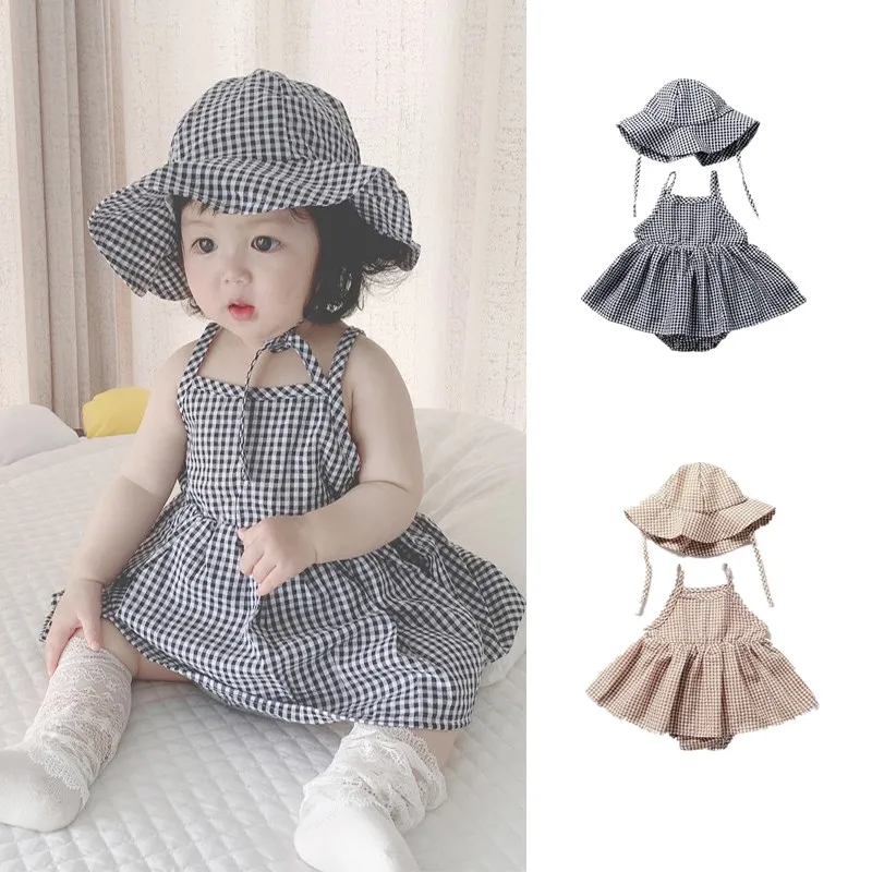 Baby Girls Cotton Linen Bodysuits Sleeveless Strap Jumpsuits+Hats 2Pcs Set Toddler Outfits Plaid 2022 Summer Newborn Beachwear
Baby Girls Cotton Linen Bodysuits Sleeveless Strap Jumpsuits+Hats 2Pcs Set Toddler Outfits Plaid 2022 Summer Newborn Beachwear