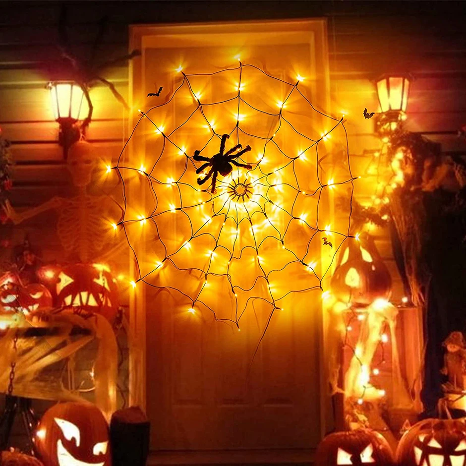 Halloween Spider Web Light Indoor Outdoor Atmosphere Lamp With 70 LED Lights Black Spider Home Decor Holiday Party Supplies
Halloween Spider Web Light Indoor Outdoor Atmosphere Lamp With 70 LED Lights Black Spider Home Decor Holiday Party Supplies