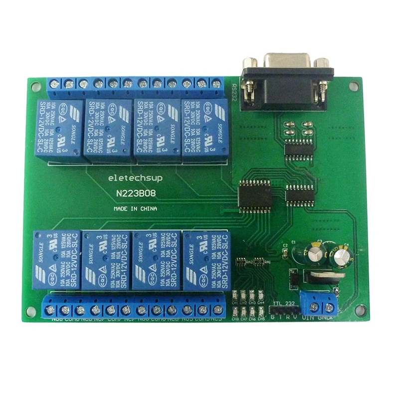 

TTL232/2 In 1 RS232 12VDC 8Ch PC UART Relay DB9 Serial Port Switch For PLC Camera Industrial Control System