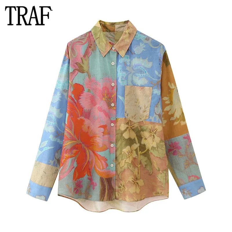 TRAF Print Long Shirt Women Pajamas Button Up Shirt Woman Patchwork Oversize Shirts and Blouses for Women Long Sleeve Top Female
TRAF Print Long Shirt Women Pajamas Button Up Shirt Woman Patchwork Oversize Shirts and Blouses for Women Long Sleeve Top Female