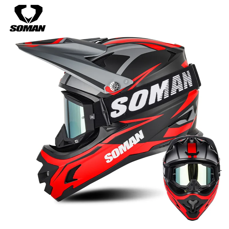 SOMAN Matte Black Motocross Motorcycle Helmet with Motocross Goggles Dirt Bike Racing Helmets Off Road Downhill Atv Casco Moto
SOMAN Matte Black Motocross Motorcycle Helmet with Motocross Goggles Dirt Bike Racing Helmets Off Road Downhill Atv Casco Moto