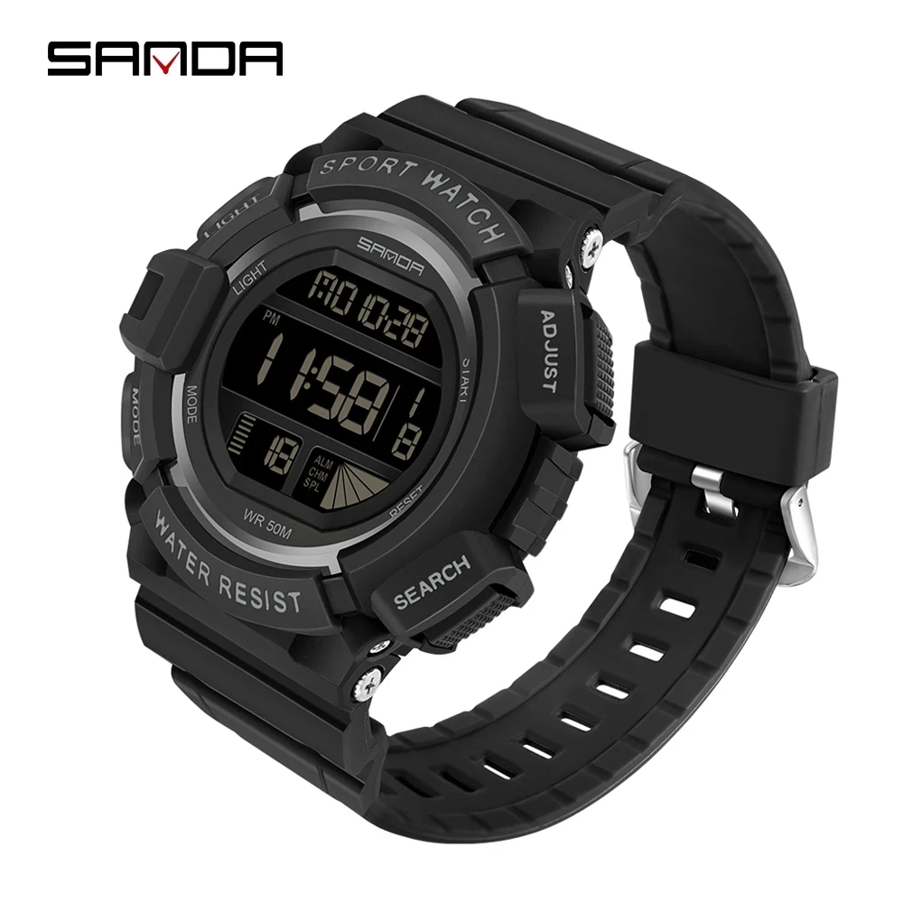 SANDA Outdoor Sport Watch Men Multifunction 5Bar Waterproof PU Strap LED Display Watches Chrono Digital Watch Reloj Hombre 2106
SANDA Outdoor Sport Watch Men Multifunction 5Bar Waterproof PU Strap LED Display Watches Chrono Digital Watch Reloj Hombre 2106