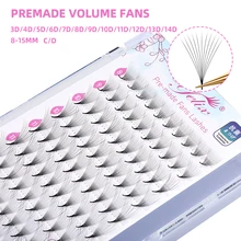 Yelix Point Base Premade Fan Lashes 3D 4D 5D 10D Short Stem Eyelash Extension Supplies High Quality Mink Lashes False Eyelashes