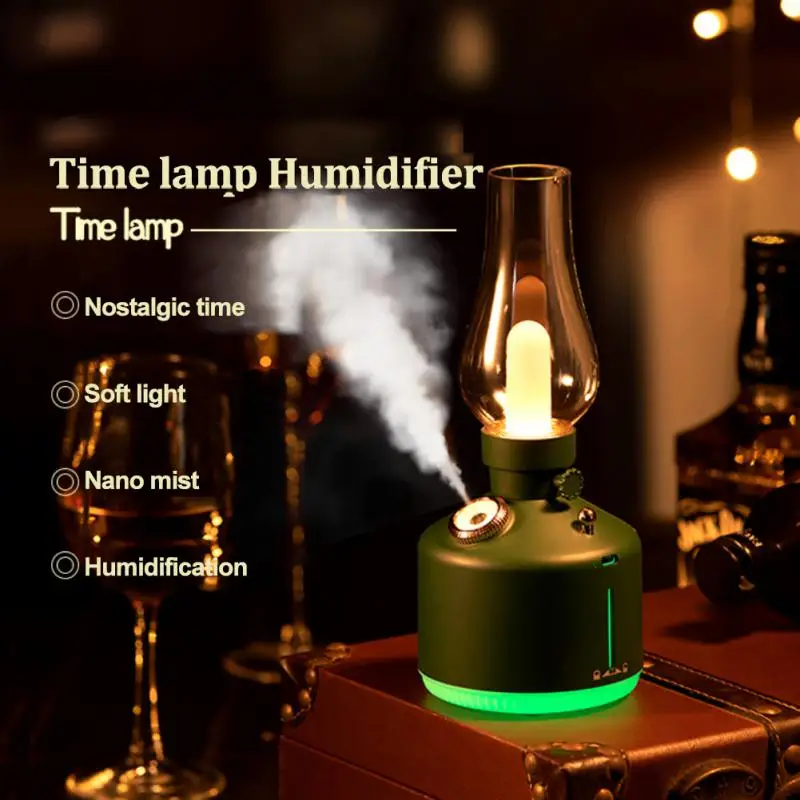 

Retro Lamp Air Humidifier Wireless Aroma Diffuser Rechargeable Essential Oil 7Color Lights Cool Mist For Christmas Gift Dropship