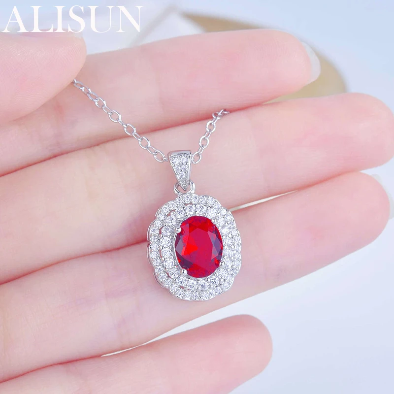 ALISUN 925 Sterling Silver AAA Red Zircon Oval Pendant for Women Wedding Engagement Fashion Jewelry
ALISUN 925 Sterling Silver AAA Red Zircon Oval Pendant for Women Wedding Engagement Fashion Jewelry