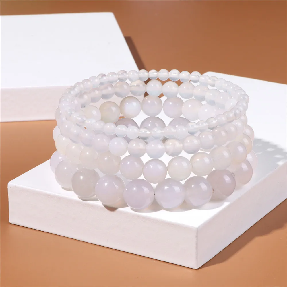 Fashion White Agates Bead Bracelets Natural Stone Beaded Bracelet 4 6 8 10mm Stonebead Bracelets for Women Men Jewelry Bangles
Fashion White Agates Bead Bracelets Natural Stone Beaded Bracelet 4 6 8 10mm Stonebead Bracelets for Women Men Jewelry Bangles
