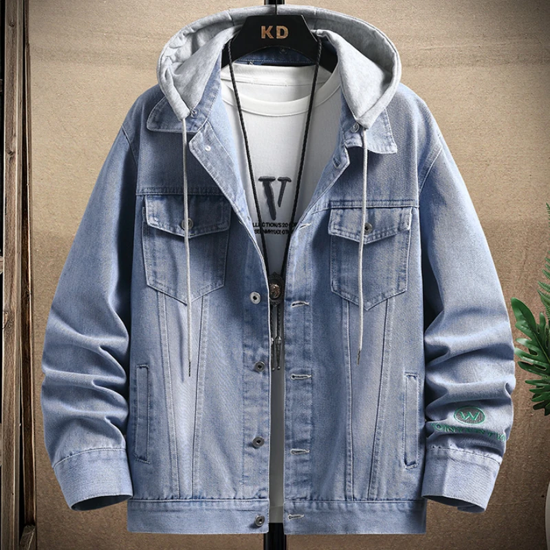 Denim Jacket Men Hooded Casual Men Jean Jackets Streetwear Solid Color Turn Down Collar Denim Coats Men Jacktes Hat Detachable
Denim Jacket Men Hooded Casual Men Jean Jackets Streetwear Solid Color Turn Down Collar Denim Coats Men Jacktes Hat Detachable
