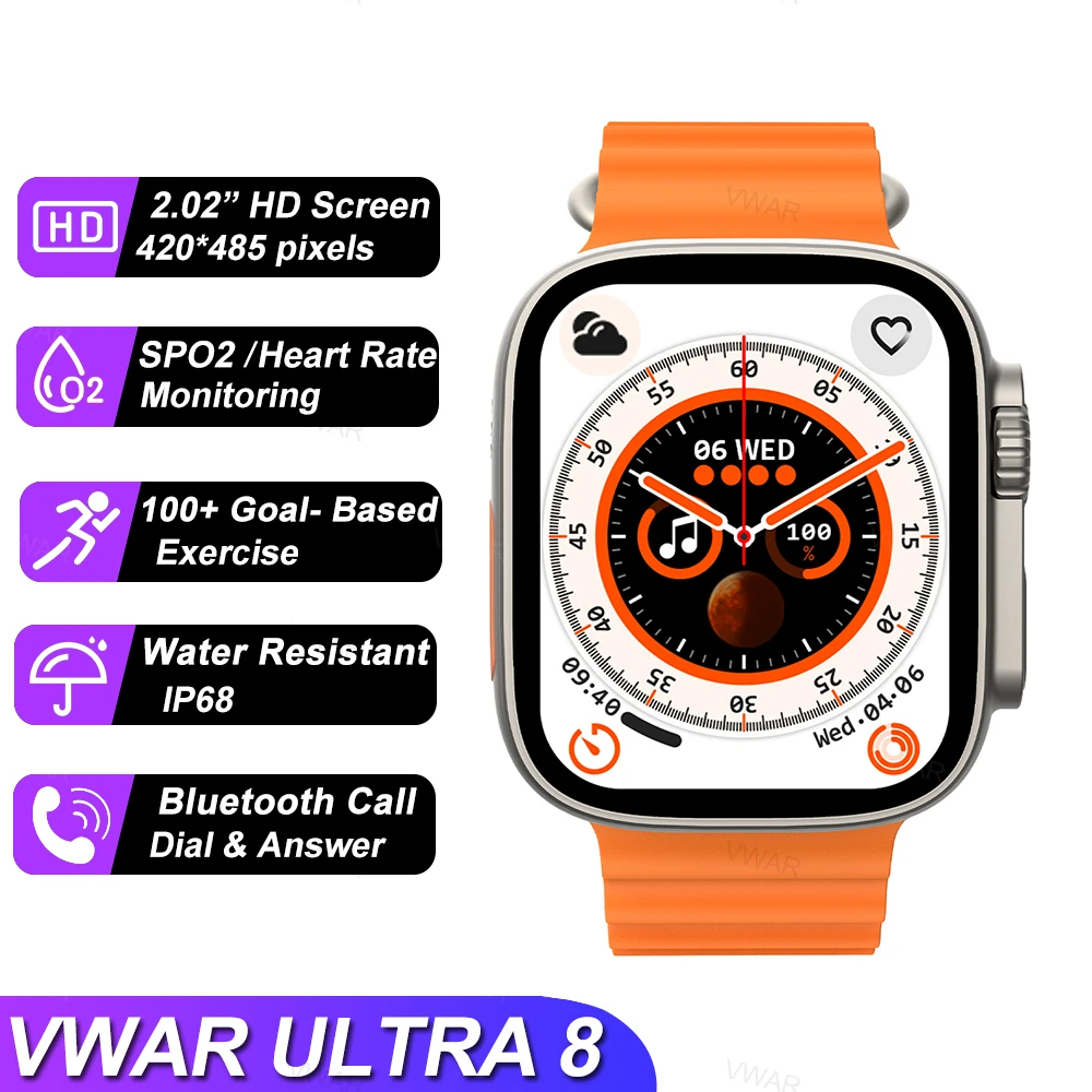 2022 VWAR ULTRA 8 Smart Watch 49mm Titanium Alloy Body 100+ Sports Models IP68 Waterproof Men Smartwatch Bluetooth Call NFC SPO2
2022 VWAR ULTRA 8 Smart Watch 49mm Titanium Alloy Body 100+ Sports Models IP68 Waterproof Men Smartwatch Bluetooth Call NFC SPO2