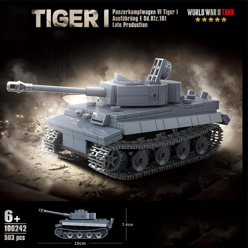 

Military WW2 Panzer Tiger I Heavy Tank Panzerkampfwagen VI Ausf. E Building Blocks World War II Figures Bricks Model Toys Gifts