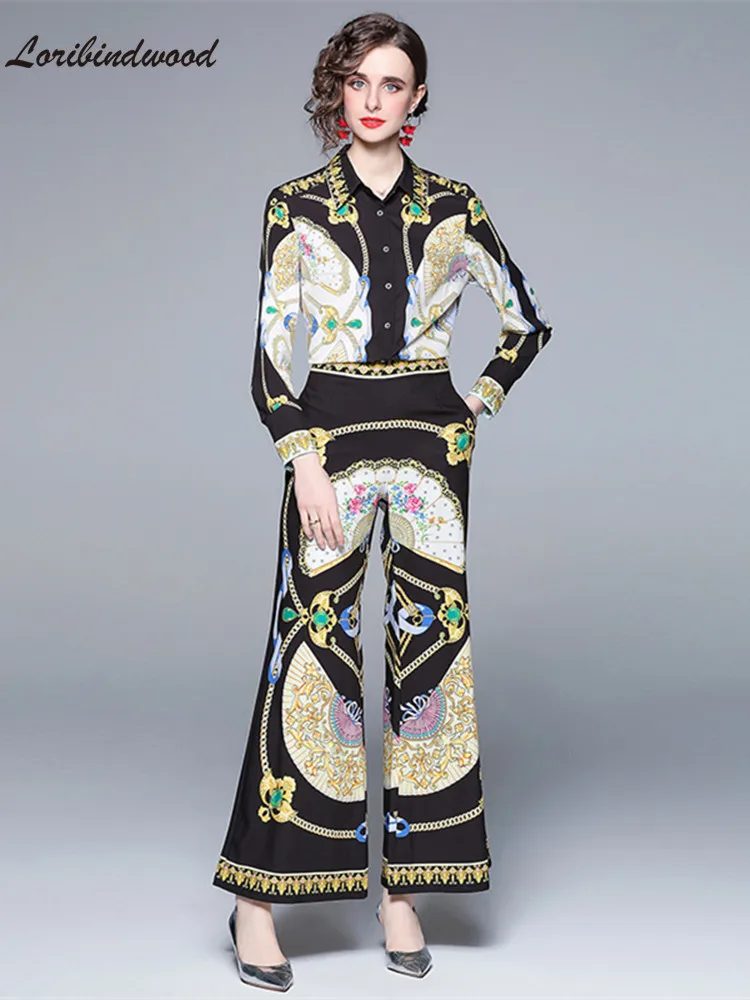 New 2022 Runway Fashion Twinset Two Piece Set Women's Long Sleeve Chain Flower Print Blouse and High Waist Wide Leg Pant Suit
New 2022 Runway Fashion Twinset Two Piece Set Women's Long Sleeve Chain Flower Print Blouse and High Waist Wide Leg Pant Suit