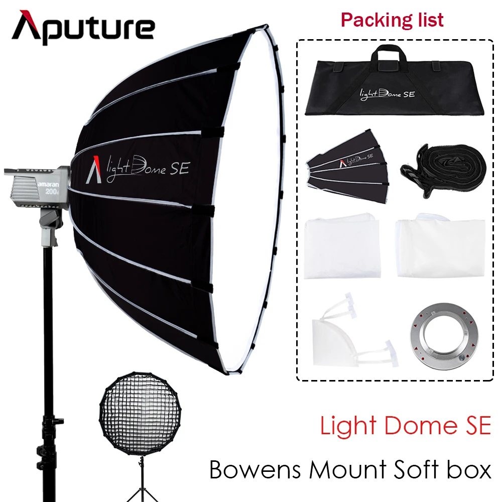 Свет Aputure Dome SE легкий портативный софтбокс рассеиватель вспышки Bowens крепление СВЕТОДИОДНЫЙ свет для Amaran 100D/X 200D/X 120DII 300DII
Свет Aputure Dome SE легкий портативный софтбокс рассеиватель вспышки Bowens крепление СВЕТОДИОДНЫЙ свет для Amaran 100D/X 200D/X 120DII 300DII