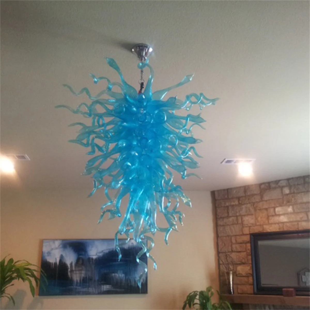 

Turquoise Chandeliers Pendant Lighting New Arrival Energy Saving Hand Blown Chandelier Glass Art Designs for Home Living Room