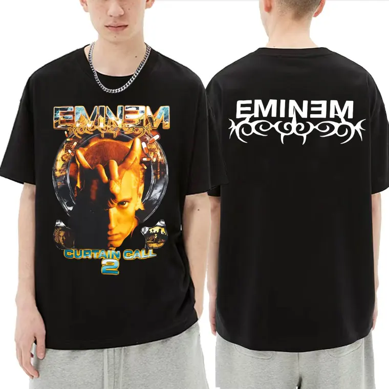 Eminem Slim Shady Curtain Call 2 Double Sided Print T-shirts Tops Men Women Branded Tees Hip Hop Mens Fashion Pure Cotton Tshirt
Eminem Slim Shady Curtain Call 2 Double Sided Print T-shirts Tops Men Women Branded Tees Hip Hop Mens Fashion Pure Cotton Tshirt