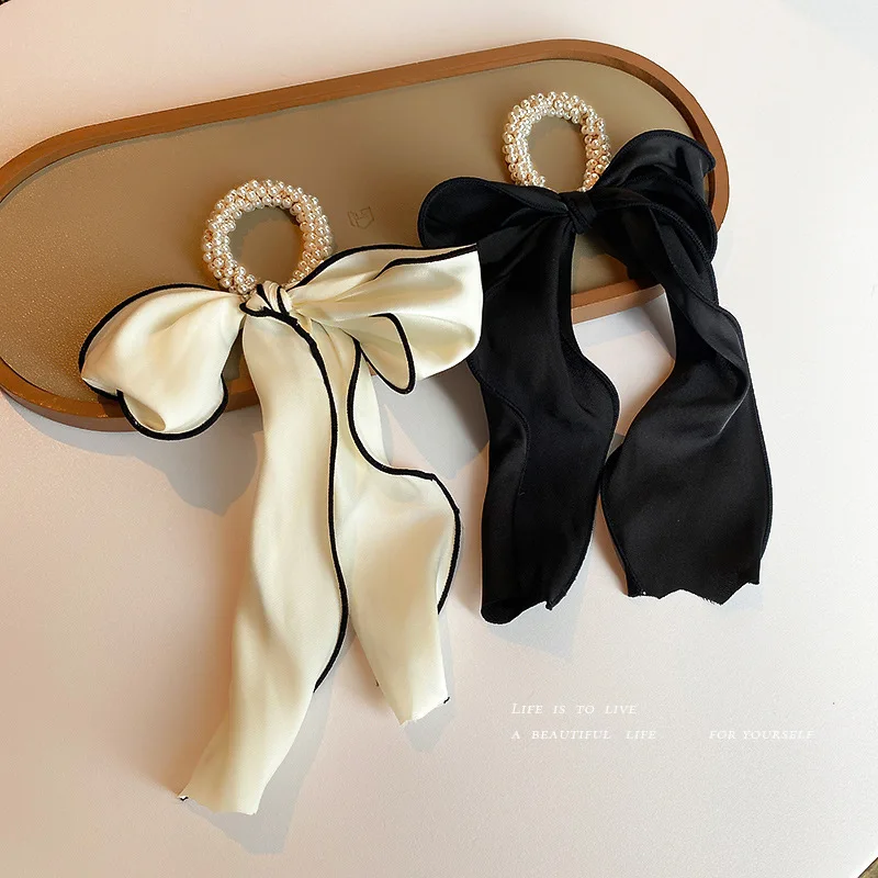 French Elegance Pearl Bow Hair Rope Long Hair Band Woman Hair Accessories Rubber Band Headwear Hair Rope Silk Scarf Hair Ties
French Elegance Pearl Bow Hair Rope Long Hair Band Woman Hair Accessories Rubber Band Headwear Hair Rope Silk Scarf Hair Ties
