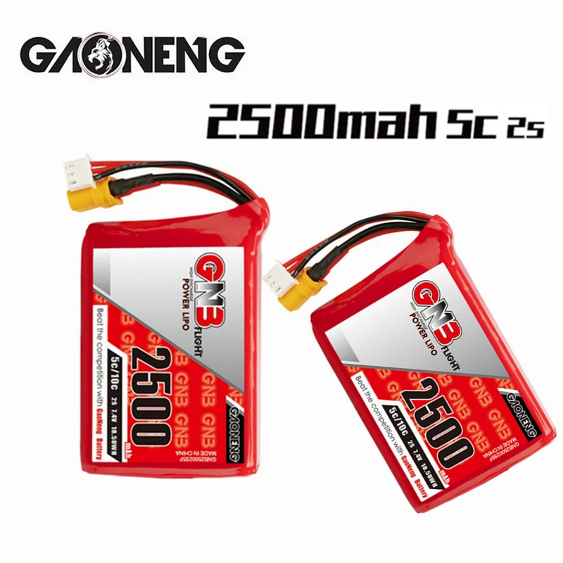 GAONENG GNB 2S Lipo Battery 2500mAh 7.4V MAX 10C For Radiomaster TX12 Transmitter Remote Control RC Parts With XT60 Plug
GAONENG GNB 2S Lipo Battery 2500mAh 7.4V MAX 10C For Radiomaster TX12 Transmitter Remote Control RC Parts With XT60 Plug