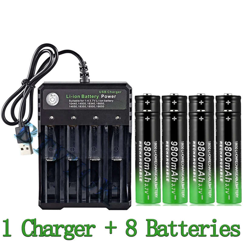 BTVYOK 3.7V Li-Ion 9800mAh Large Capacity Rechargeable 18650 Battery for LED Torch + 4 Slot Smart Charging USB Charger 
BTVYOK 3.7V Li-Ion 9800mAh Large Capacity Rechargeable 18650 Battery for LED Torch + 4 Slot Smart Charging USB Charger