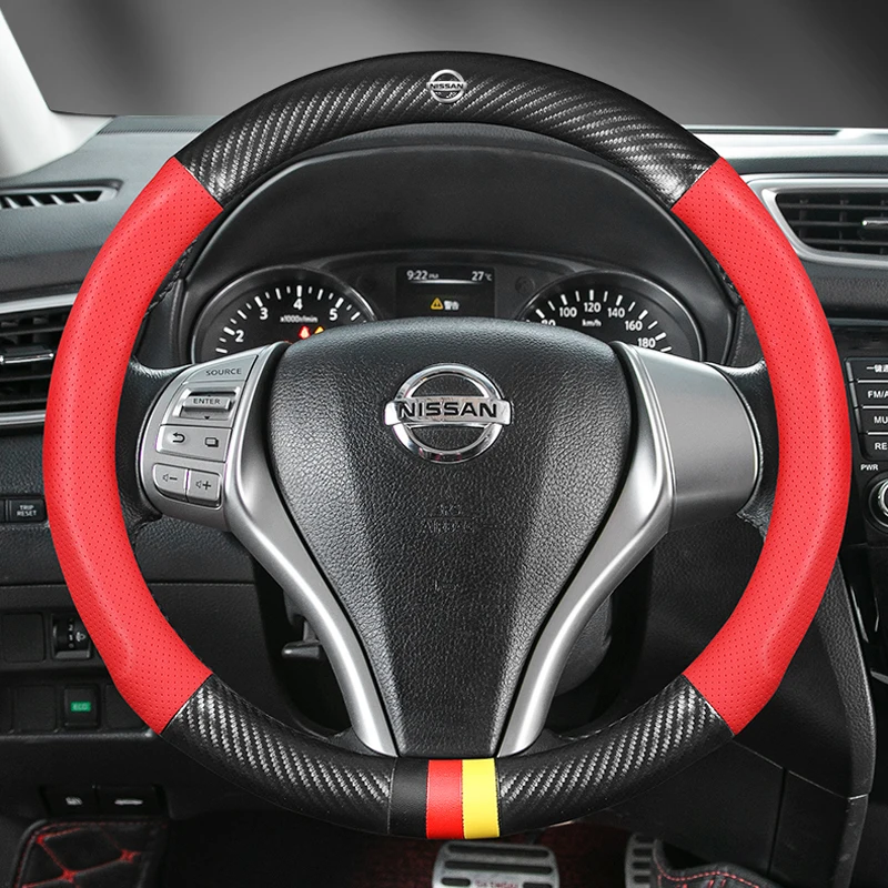 Carbon Fiber leather Car Steering Wheel Cover Non-Slip For Nissan Qashqai Juke J10 X-Trail Skyline Tiida Murano Auto Decoration
Carbon Fiber leather Car Steering Wheel Cover Non-Slip For Nissan Qashqai Juke J10 X-Trail Skyline Tiida Murano Auto Decoration