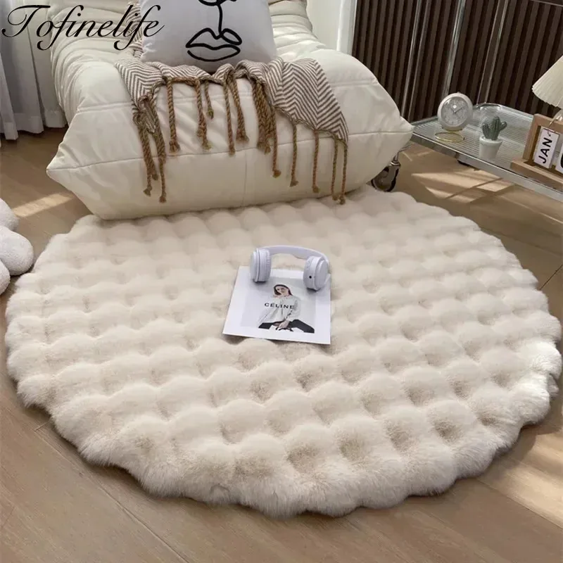 

Plush Round Carpets for Living Room Floor Mat Soft Area Rugs Bedroom Bedside Fluffy Mat Non Slip Shaggy Rug Room Decor 2024