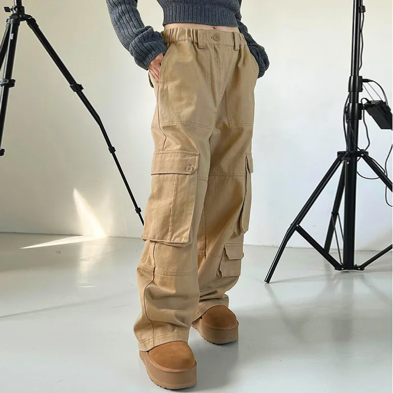 Women Overalls Pants Female Solid Color Streetwear Trousers Fashion Pantalones Pockets Loose Straight Pants Feminine Cargo Pants
Women Overalls Pants Female Solid Color Streetwear Trousers Fashion Pantalones Pockets Loose Straight Pants Feminine Cargo Pants