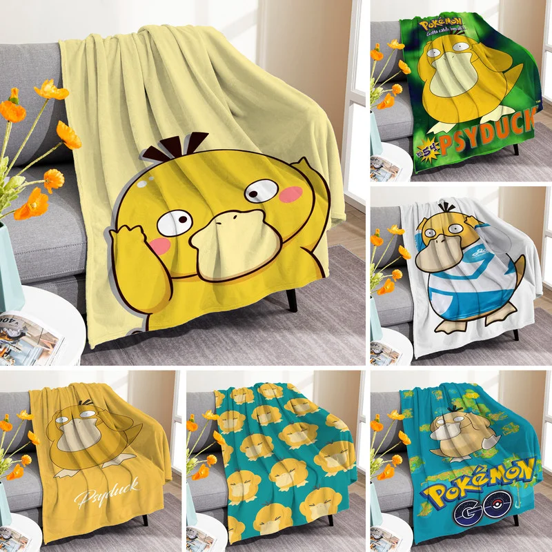 

Cute Cartoon Pokemon Psyduck Flannel Blanket Children Adult Gift Bedding Bedspread Sofa Warm Blanket Home Decor Christmas Gifts