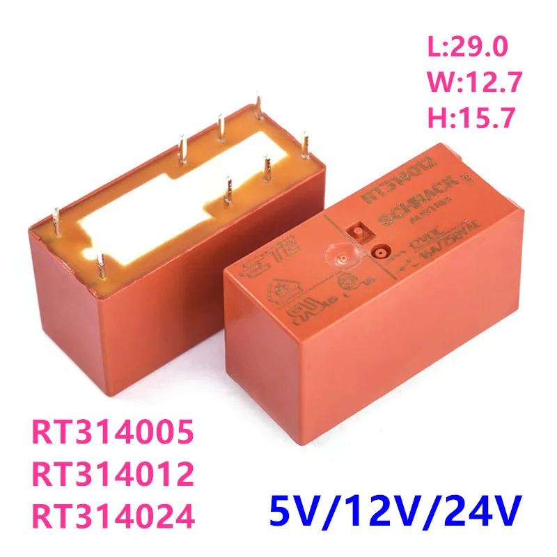 10 шт. новое реле TE RT 314005 314012 314024 Силовое 16A250VAC 8PIN 5V 12V 24V