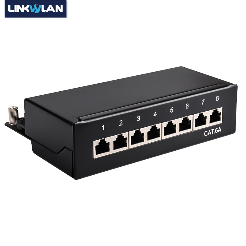 Mini Desktop CAT 6A 8-port Patch Panel Full Shielded, Available For Wall Mounting (bottom plate with wall-mount screw holes)
Mini Desktop CAT 6A 8-port Patch Panel Full Shielded, Available For Wall Mounting (bottom plate with wall-mount screw holes)